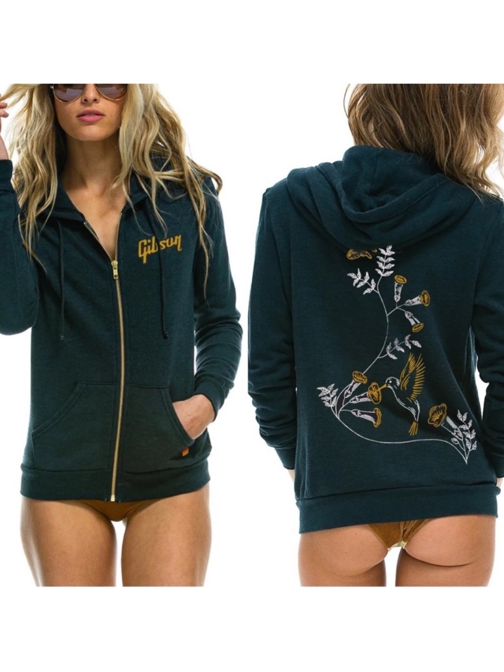 Aviator Nation x Gibson Hummingbird Sweatshirt Hoodie Size Large